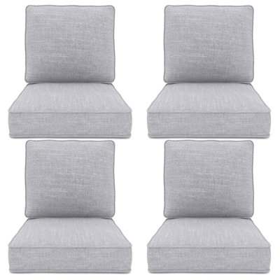 Outdoor Deep Seat Cushion Set Of 4, 23" X 24" X 4" High-Density Foam Patio Chair Cushion, Water-Repellent & UV-Resistant Olefin Fabric Cushion For Chair, Sofa, Loveseat, Patio Furniture