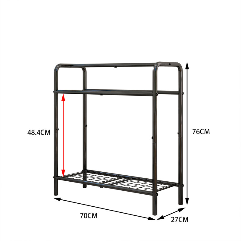 3 Tier Black Freestanding Towel Rack, Stainless Steel Bathroom Towel Holder With Mesh Shelf, Space-saving Design, Black