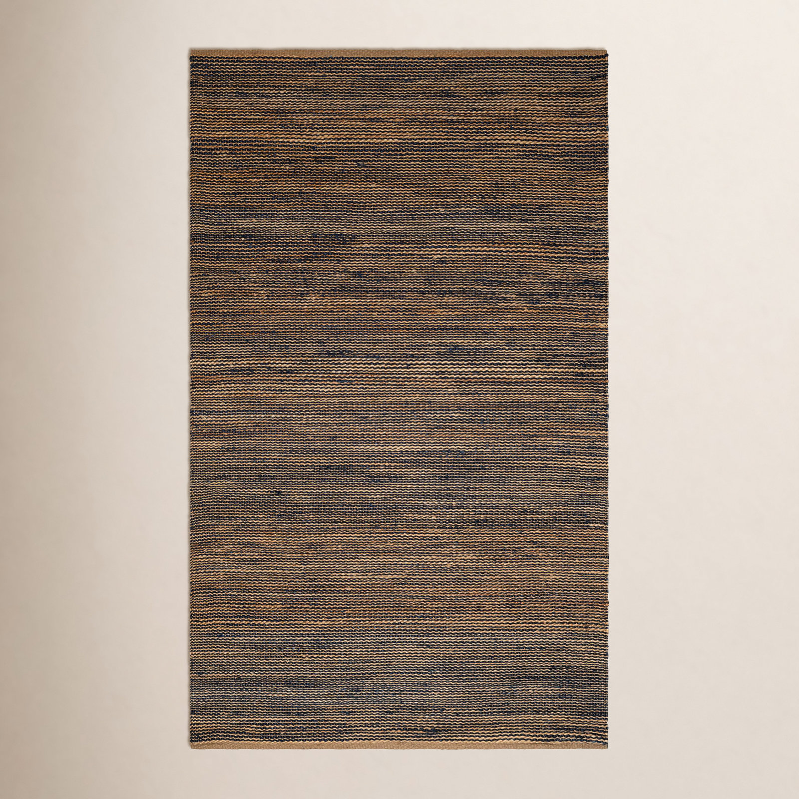 Striped Blue/Natural Handwoven Jute Rug, Rectangle 6' x 9'