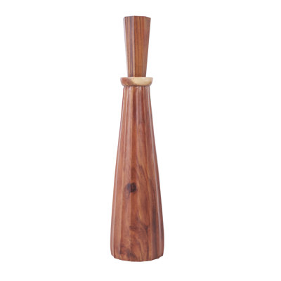 Chrostopher Wood Handmade Tall Pleated Hourglass Floor Decorative Brown Vase