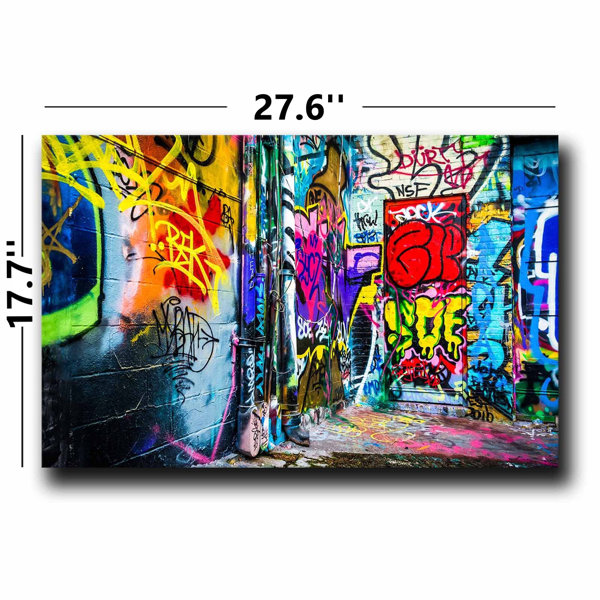 Dakota Fields Colourful Urban Alley Graffiti Wooden Frame Canvas Wall ...