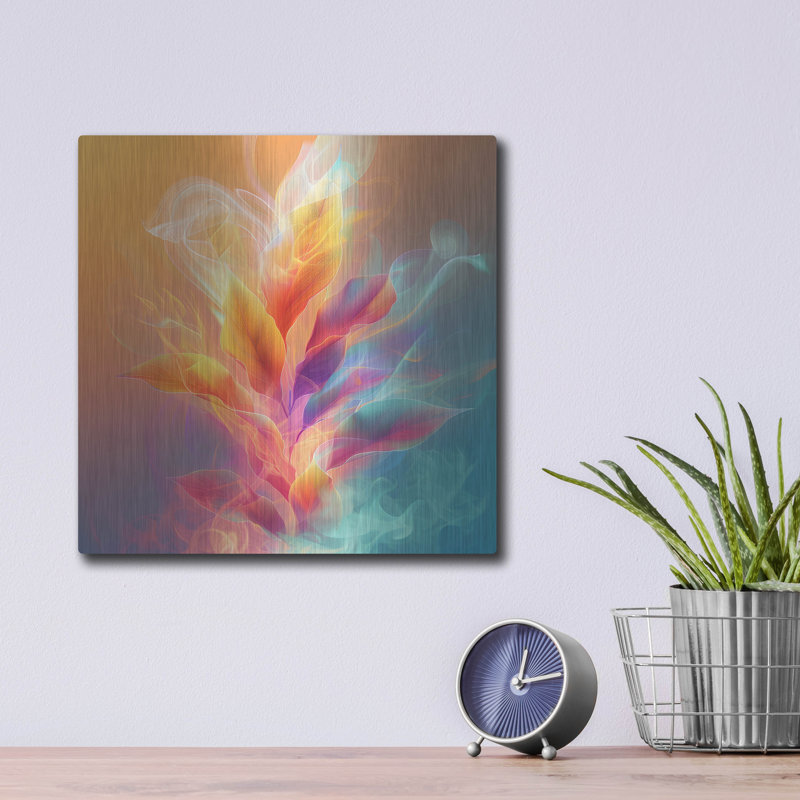 Art mural en métal Winston Porter «Fiery Flora's Waltz» par r3darch0n, H 12 po x l 12 po