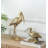 Gold Finish Standing Crane Figurine 10x15.9x3.7 Inches Elegant Decorative Sculpture for Modern Home Accent
