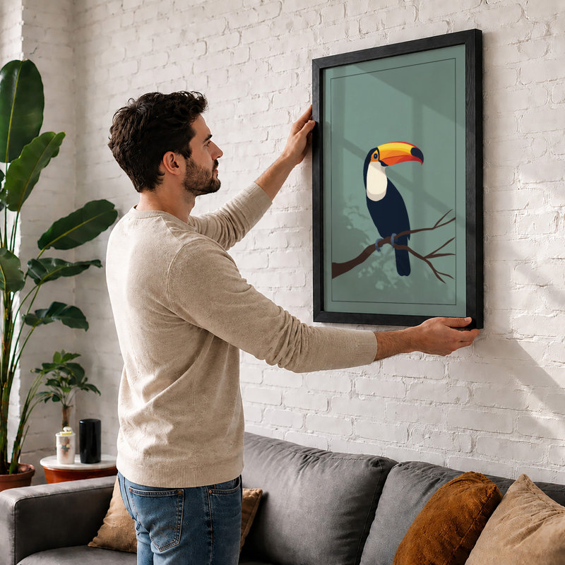 Perching Toucan Modern - Framed Print, A4 - 29.7 x 21.0 cm, Unframed