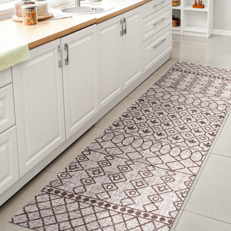 Tapis intérieur / extérieur beige / brun Ramazan Tribal Bohemian, Tapis de couloir 2 pi 2 po x 10 pi