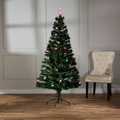 5'10" H Green Pine Cashmere Christmas Tree with LED Twinkling Lights