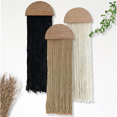 Macrame Wall Hanging 3 Pcs Tapestry Woven Boho Home Chic Wall Decor Bohemian Geometric Art Decor Bedroom Nursery Apartment Dorm Decoration Minimalistic Neutral Gift Birthday Xmas