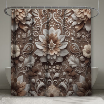 Rideaux de douche à motif floral complexes extra longs