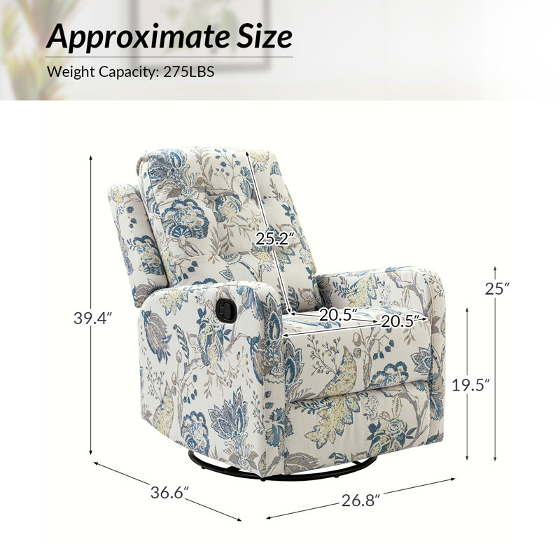 Fauteuil inclinable manuel berçant Salome, Mélange de polyester bleu
