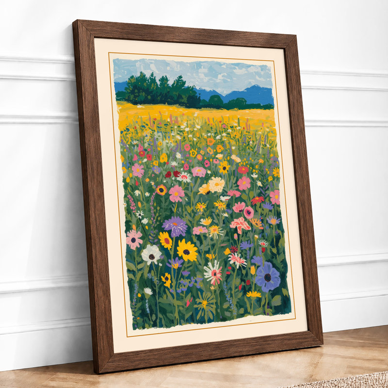 Wildflower Meadow Botanical - Print, A2 - 59.4 x 42.0 cm, Walnut