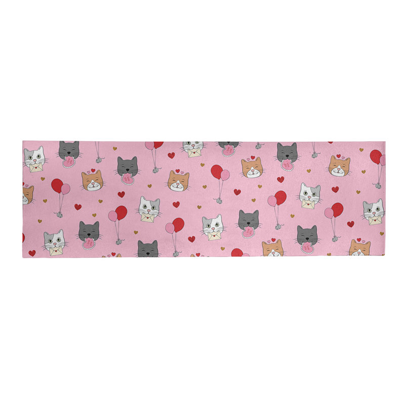Tapis rose/rouge/gris fait main, Tapis de couloir 2 pi x 8 pi