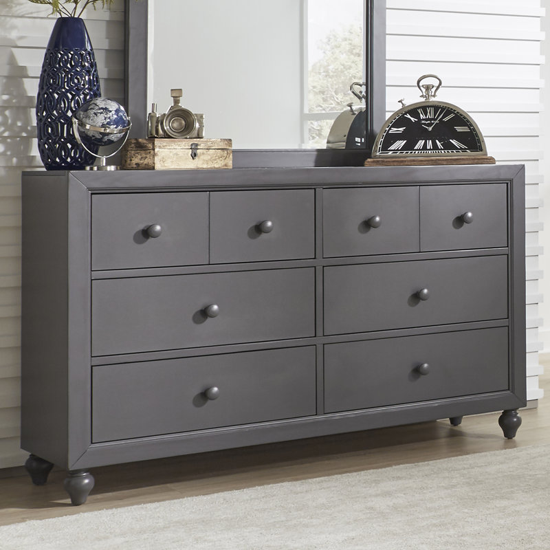 Commode double 6 tiroirs Droskyn, Gris