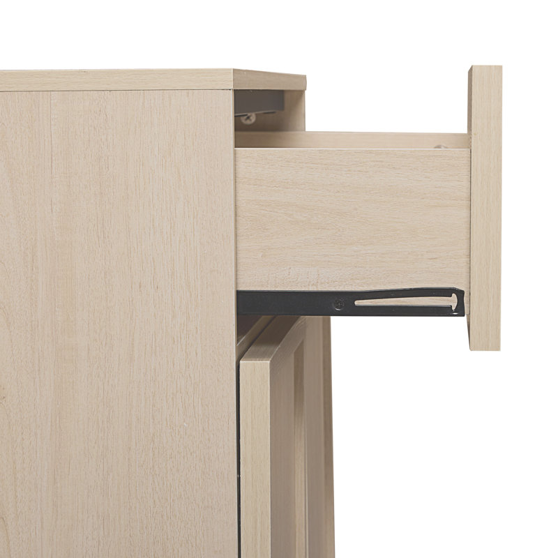 Buffet moderne 94,5 "avec 6 portes et tiroirs, buffet multifonctionnel avec grand rangement et tablette réglable, Beige