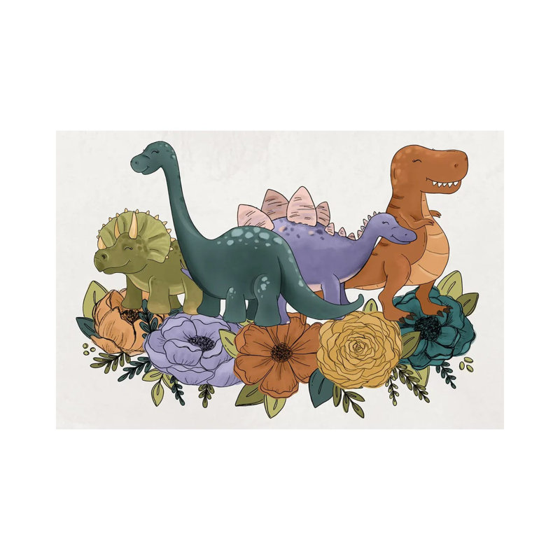 Dinosaur Florals by Katie Bryant - Wrapped Canvas Gallery-Wrapped Canvas Giclée, 30.48 cm H x 45.72 cm W
