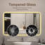 Miroir de salle de bain anti-buée à coins arrondis à DEL avec affichage de la température