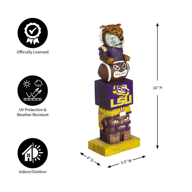Statue mascotte Tiki Totem intérieur / extérieur 15 po NCAA, Louisiana State University