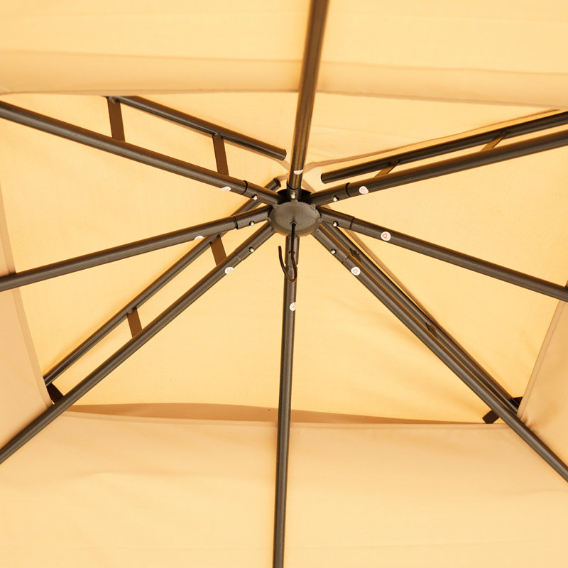 Gazebo With 2 Roof And Steel Frame, Netting, Water Drainage, For Patio Backyard Large Outdoor Solid