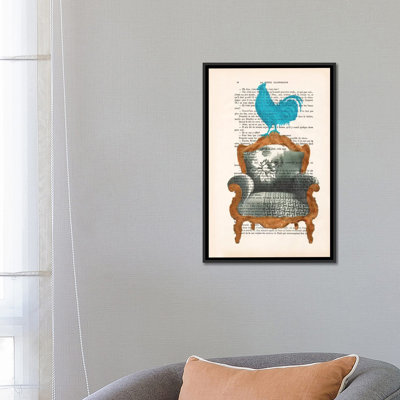 «Vintage Paper Series: Rooster on Sofa», impression sur toile