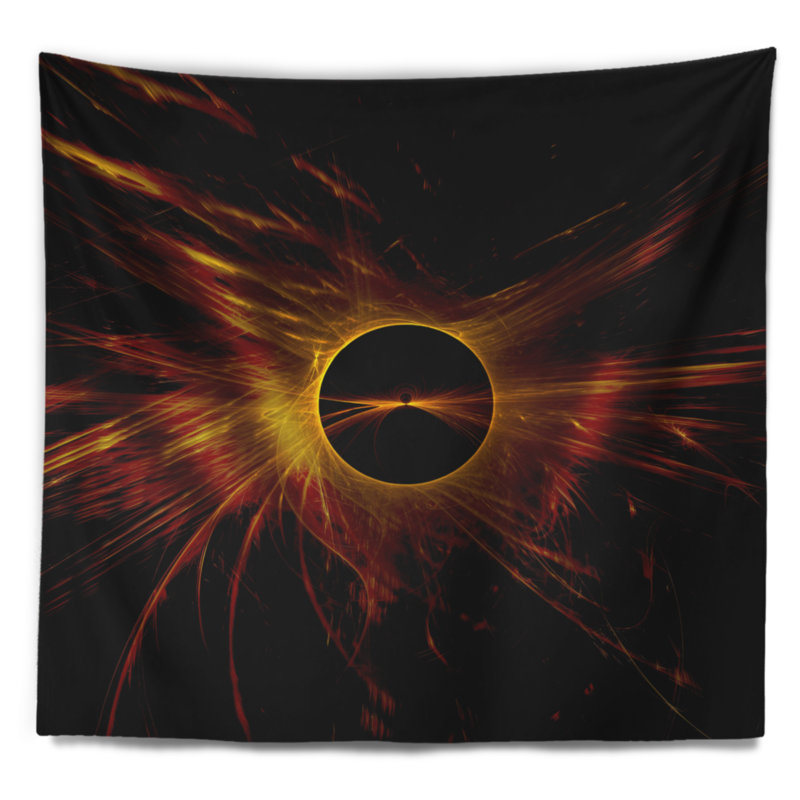 Tapisseriee de soleil solaire foncé abstrait, H 78 po x l 92 po