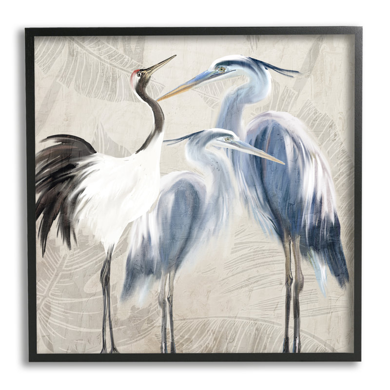 «Leaf Leaf Crane Heron», art mural texturé giclée par Kim Allen_aq-609, Giclée encadrée noir minuit