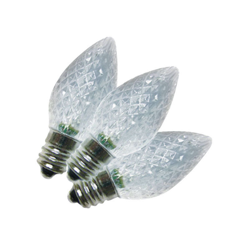 Ampoule DEL de Noël à facettes C7, Blanc froid