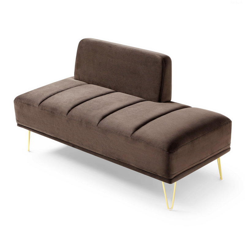 Banc rembourré en velours Gudren, Gris foncé