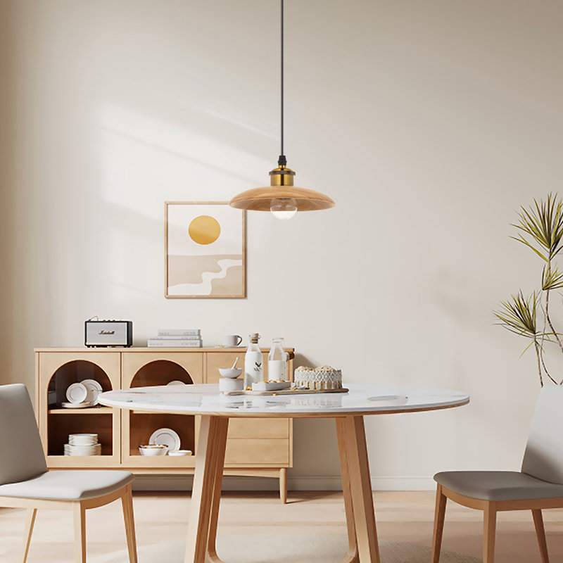 Luminaire suspendu simple à 1 lumière Rozalee, Brun