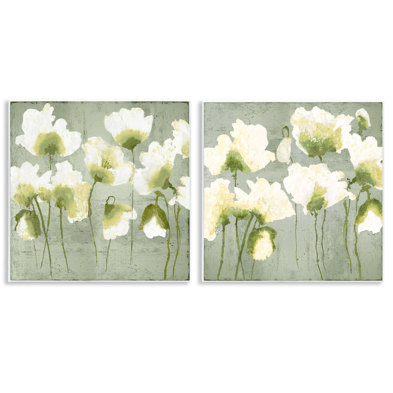 Charmant ensemble de 2 plaques murales en fleurs blanches, design par Vanessa Austin