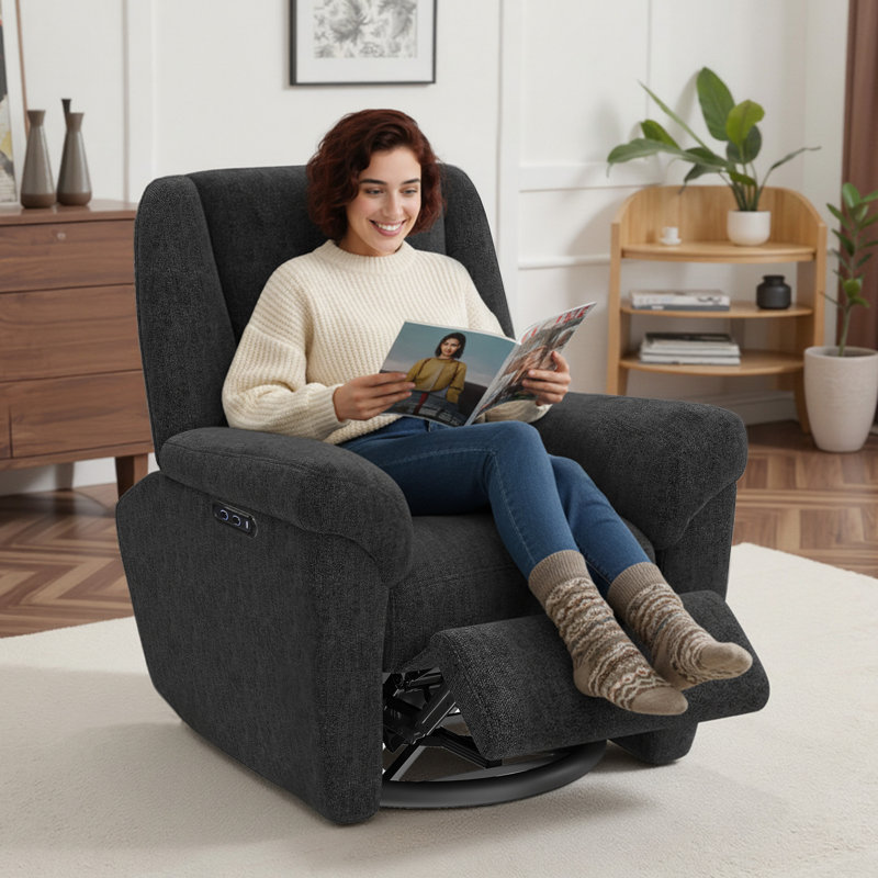 Fauteuil inclinable électrique, fauteuil inclinable rembourré avec ports USB, noir, Noir
