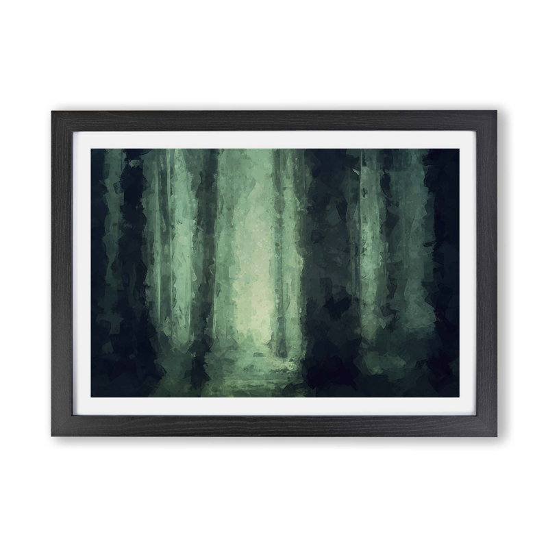 Green Misty Forest - Framed Print, Black, 45cm H x 63cm W x 2cm D