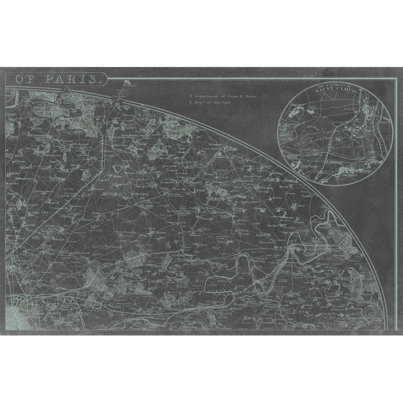 Map of Paris Grid II by Vision Studio - Graphic Art, 20 cm H x 30 cm W, Black Floater Frame