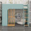 Lit mezzanine peu encombrant, conception pour lit double avec échelle et tablettes de rangement-133471643-133471644