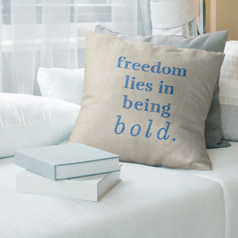 Coussin «Hand Bold», 18 po x 18 po, Blanc / Bleu