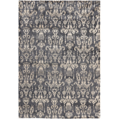 Tapis tibétain noué à la main en viscose / coton Ikat