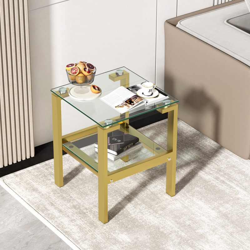 Makayiah 17.86'' W Glass Nightstand