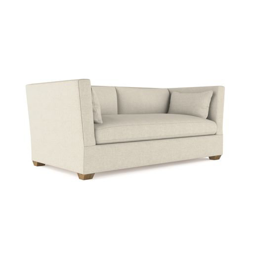 Rivington Flare Square Track-Arm Loveseat, 31" H x 72" W x 41" D, Plush Velvet Blue Print, Ebony