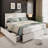 Upholstered Channel Tufted Wingback Headboard Bed Frame with Strong Wooden Slat Support-1024142851-866807311