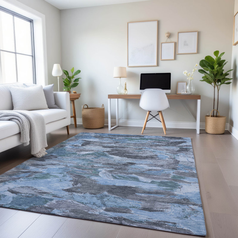Tapis abstrait lavable à la machine de qualité supérieure Kumbhar AMF1344, Rectangle 9 pi x 12 pi