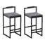 Tabourets de bar contemporains en velours gris avec une capacité de poids de 220 lb, de 2 pour une assise confortable, cadre noir, assemblage rapide, salle à manger intérieure-855722783-855722777