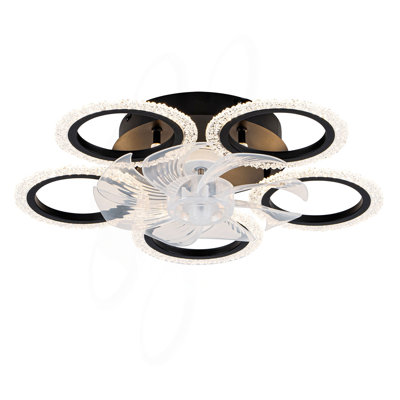 20'' Modern Ceiling Fan with Lights Remote Control.Black, 6 Speeds 3 Light Color Low Profile Flush Mount Ceiling Fan for Kitchen Bedroom