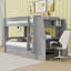 Lit superposé double en bois avec bureau et tablettes et tiroir-702000165