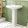 19 In. White Ceramic Rectangular Pedestal Combo Bathroom Sink With Overflow Drain And 3 Faucet Holes
