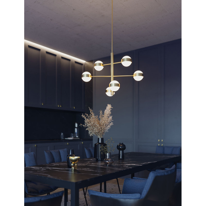 Luminaire suspendu à 6 lumières Verona, Laiton clair antique