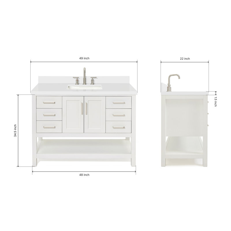 Magnolia Bath Vanity Rectangular Basin S049SWQ, White, Rectangular