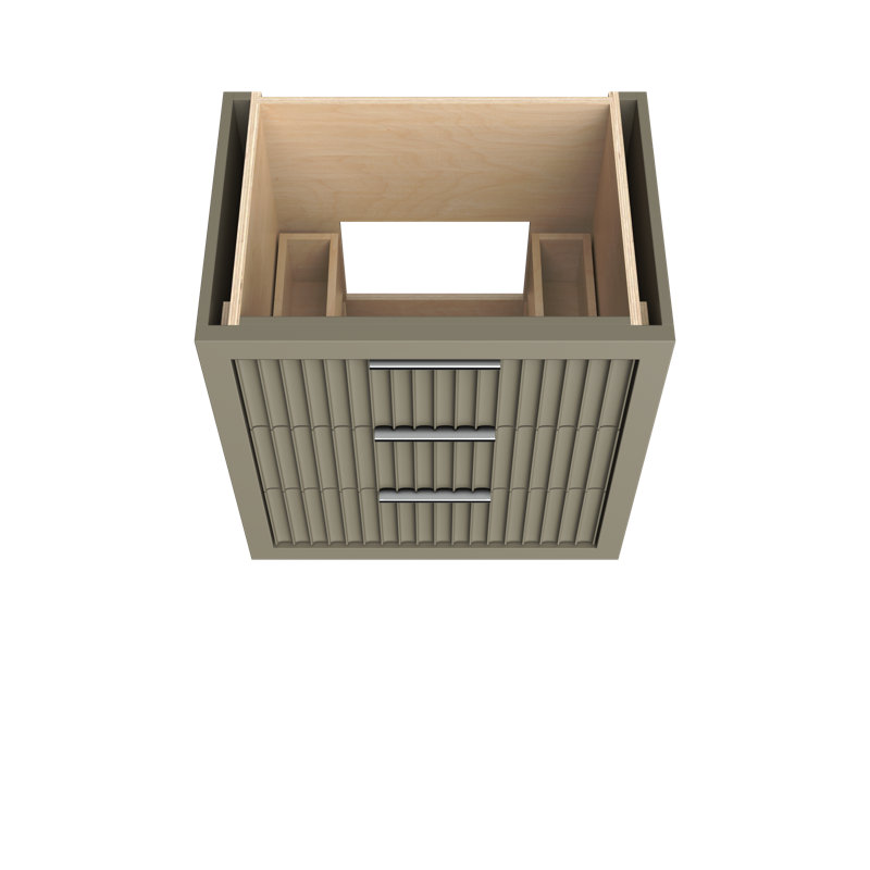 Lecrieú Three-Drawer Single Bath Vanity, 30", French Olive, Polished Chrome
