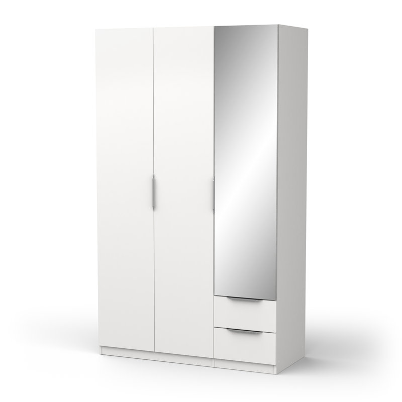 Nikkolaus 3 Door Manufactured Wood Wardrobe, White