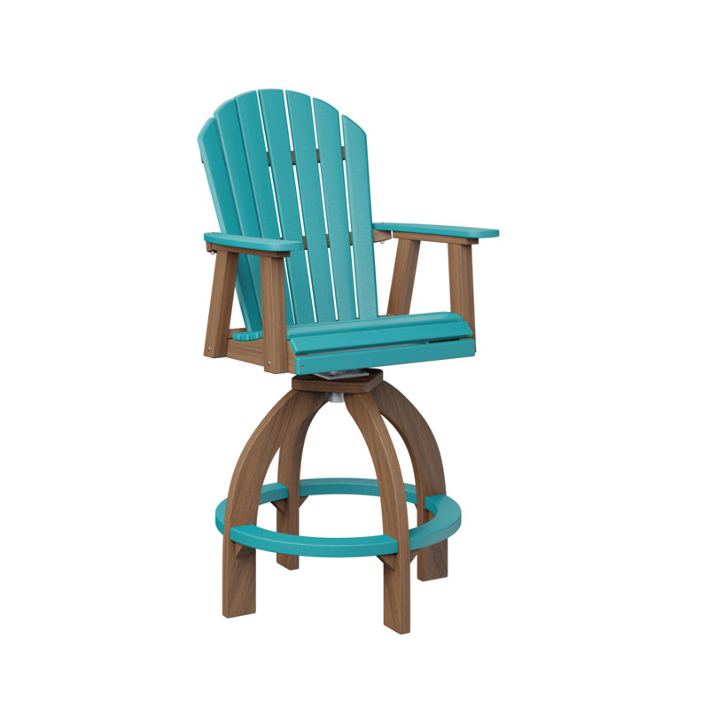 Très grand fauteuil pivotant 30 po Berlin, Bleu Aruba, Acajou antique