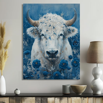 Art mural blanc et bleu cosmique