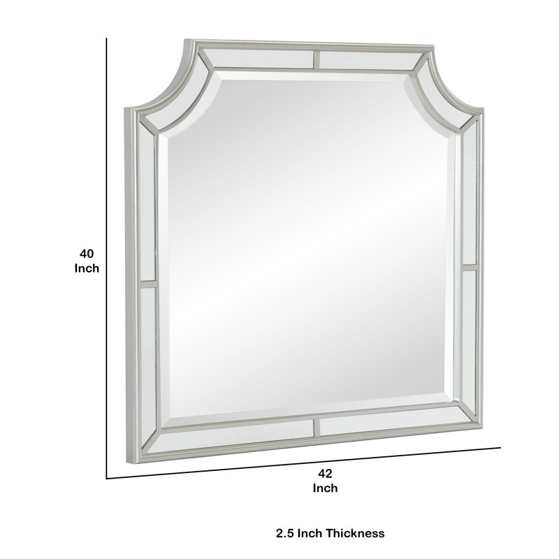 Silver Clipped Corner Wooden Frame Dresser Mirror