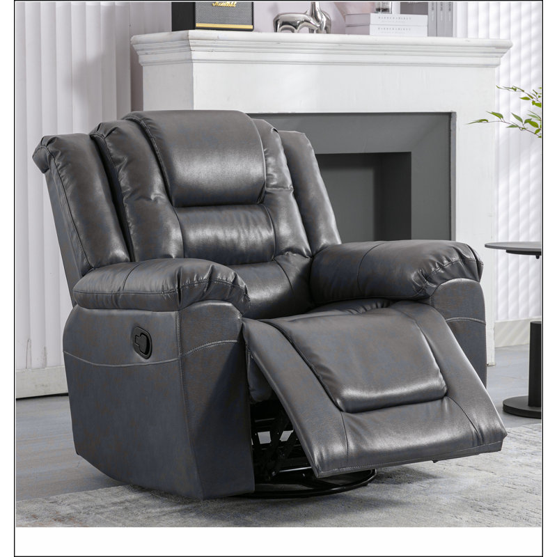 360°Swivel and Rocking Home Theatre Recliner Manual Recliner Chair with Wide Armrest, Black
